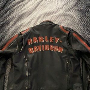 Vintage Leather Harley Jacket w/ Zippered Vents